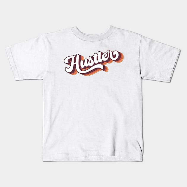 Retro 70s Groovy 3D Lettering Hustler Kids T-Shirt by Inspire Enclave